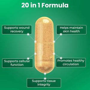 Free Life Labs Woundworx Nutrition-Scar and Surgery Support, Wound Care, General and Plastic Surgery, Faster Healing W/Vitamins, Amino Acids, Collagen, Probiotics, Turmeric, Bromelain-90 Caps