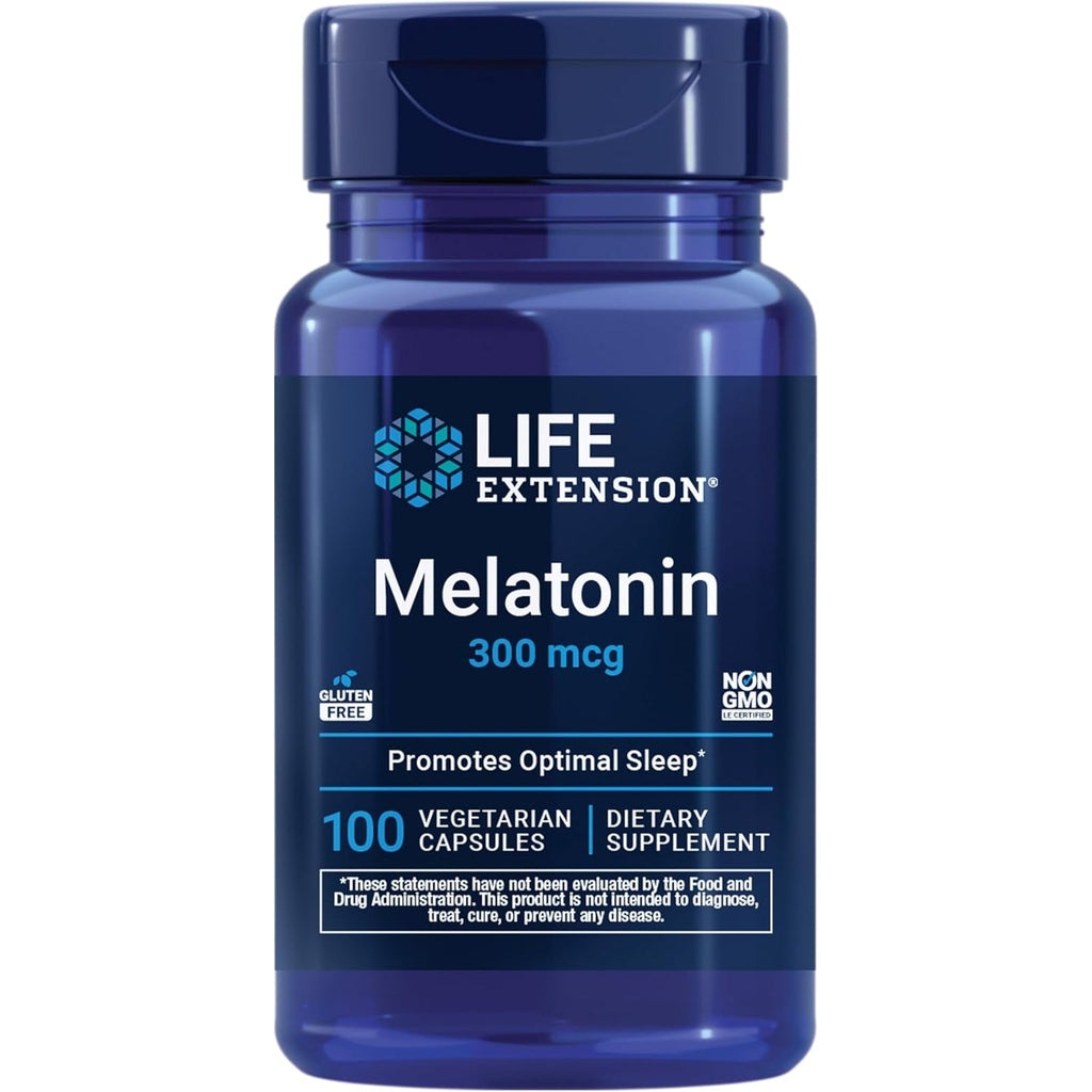 Life Extension Melatonin, 300 Mcg, Gentle Sleep Support, Healthy Circadian Rhythms, Cellular Defense, Gluten-Free, Non-Gmo, Vegetarian, 100 Capsules