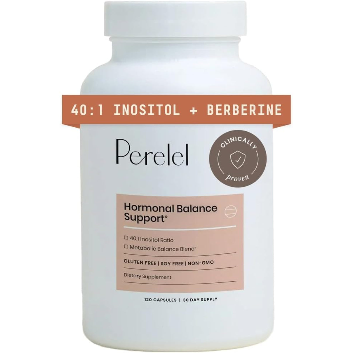Perelel Hormone Balance Support, Myo & D Chiro Inositol, Womens Inositol Supplement with Berberine, Alpha Lipoic Acid, & Dim to Support Female Health, Soy, Dairy & Gluten Free, Non GMO, 120 Capsules