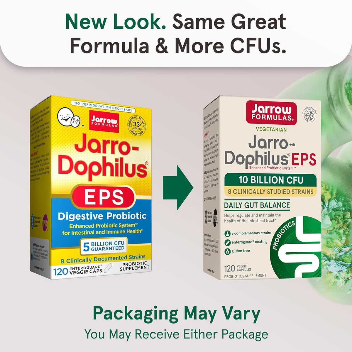 Jarrow Formulas Jarro Dophilus Probiotics 10 Billion CFU - Probiotic Supplement Capsules for Digestive Health & Gut Health for Women and Men, 120 Veggie Capsules, up to 60 Days, Shelf Stable