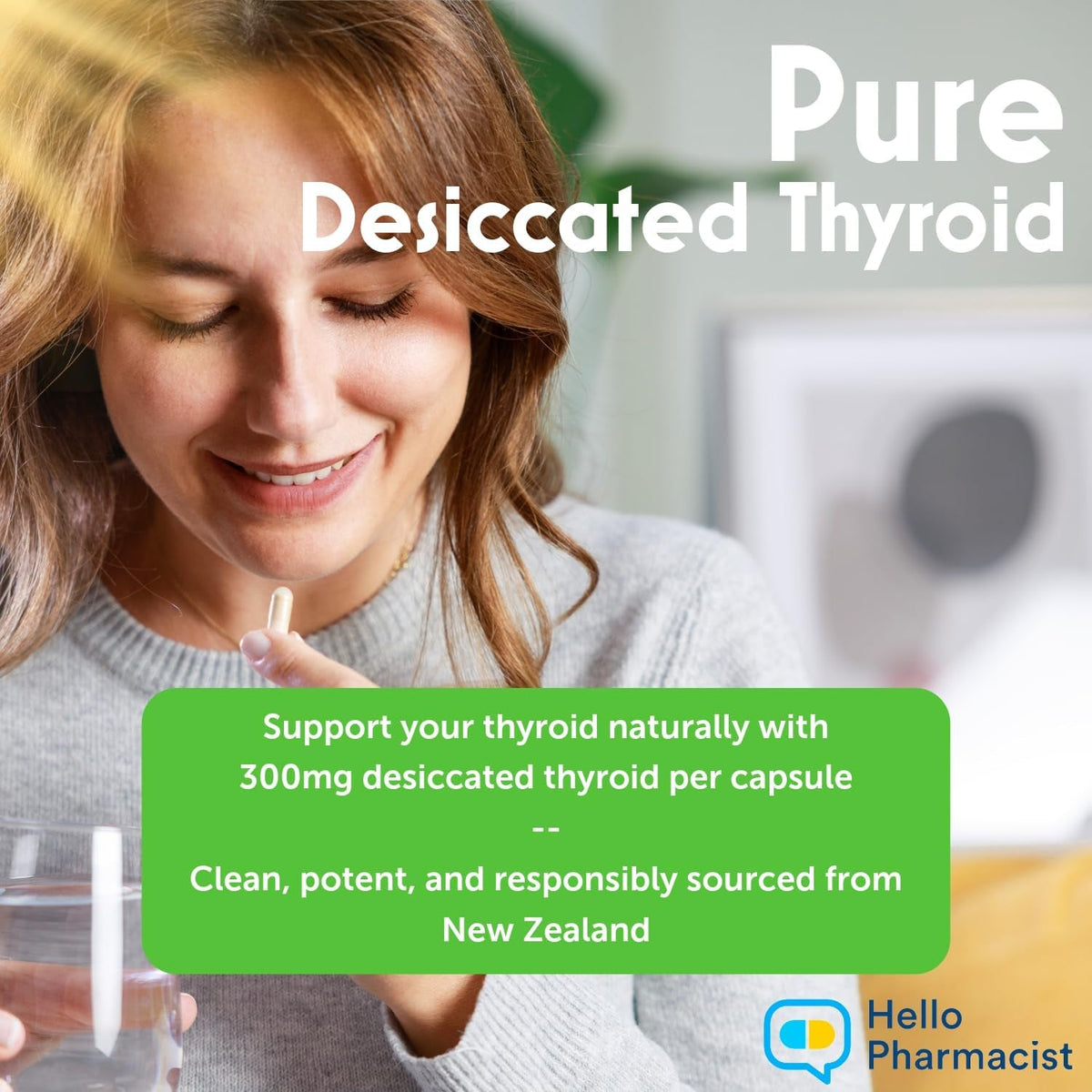 Raw Desiccated Bovine Thyroid 300Mg per Capsule - Energy & Metabolism Support - New Zealand Sourced, Grass Fed Freeze-Dried Glandular Bovine Beef Thyroid, Non-Gmo, Tested for Impurities - 60 Capsules