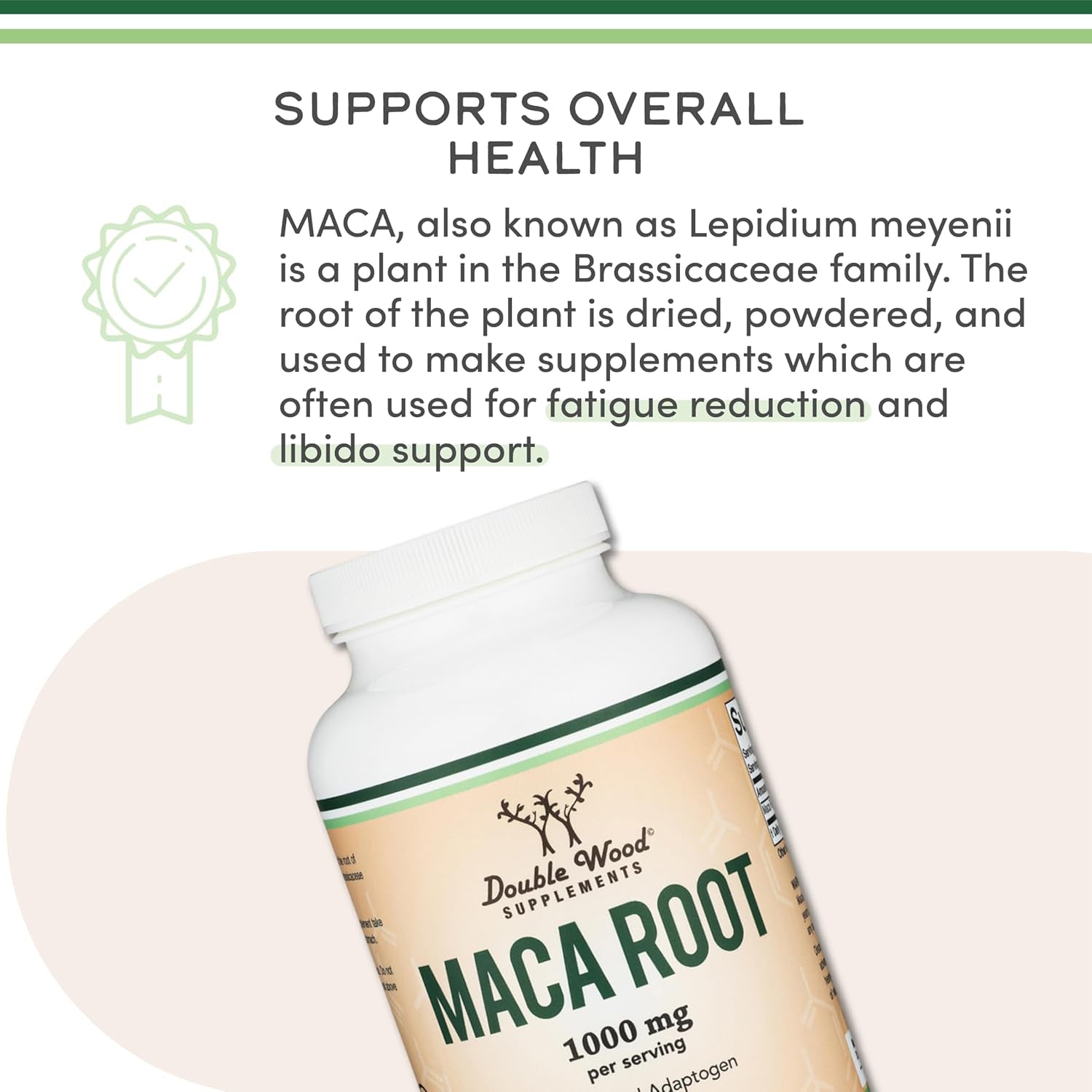 Maca Root Capsules for Women and Men, 300 Count (1,000Mg of Black, Red, Yellow Maca Powder per Serving) Grown in Peru (For Energy, Performance, Motivation) by Double Wood