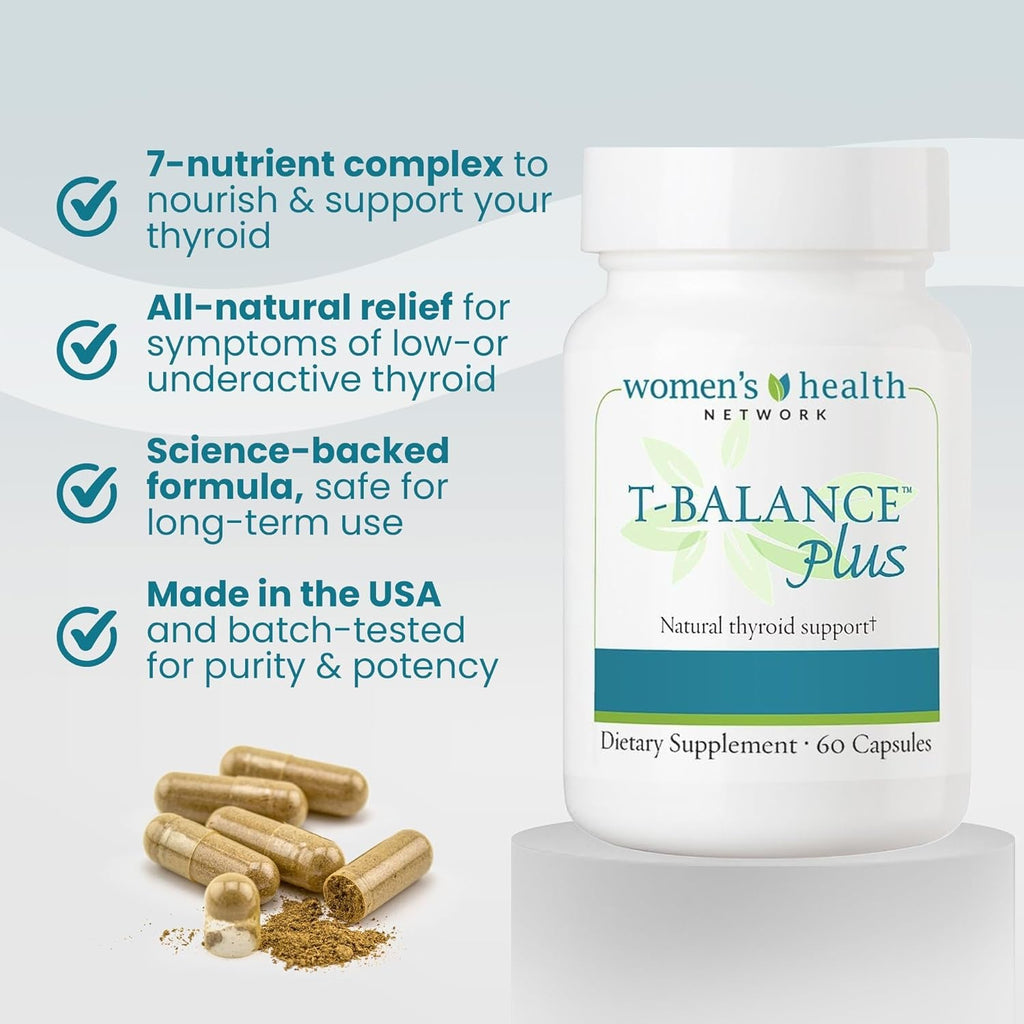 T-Balance Plus: Natural Thyroid Support for Women & Men with Underactive Thyroid - Thyroid Supplement with Iodine, Selenium, Ashwagandha & 5 Herbal Extracts - 60 Capsules (30 Days Supply)