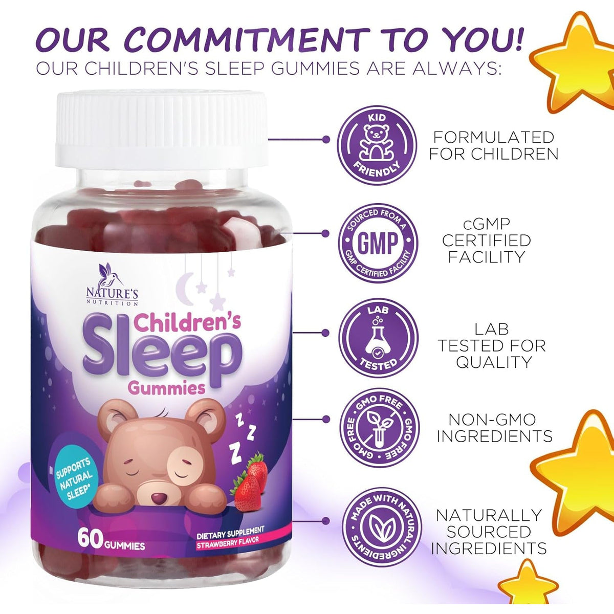 Kids Melatonin Gummies - 2Mg Melatonin per Serving - Children'S Melatonin Gummy for Restful Sleep - Best Children'S Chewable Sleep Supplement - Vegan, Non-Gmo, Natural Berry Flavor - 60 Gummies