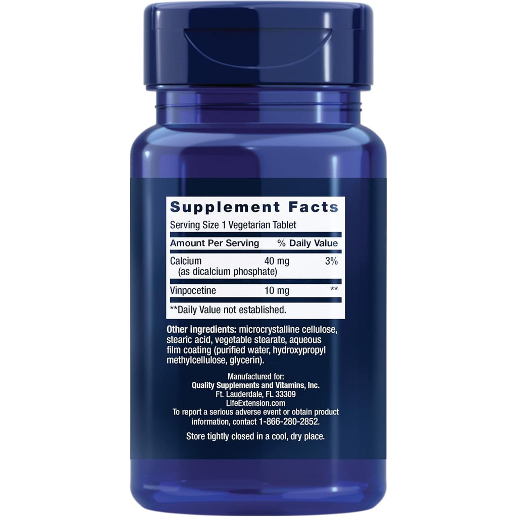Life Extension Vinpocetine, Derived from Periwinkle Plant, Concentration and Memory, Gluten-Free, Non-Gmo, Vegetarian, 100 Tablets