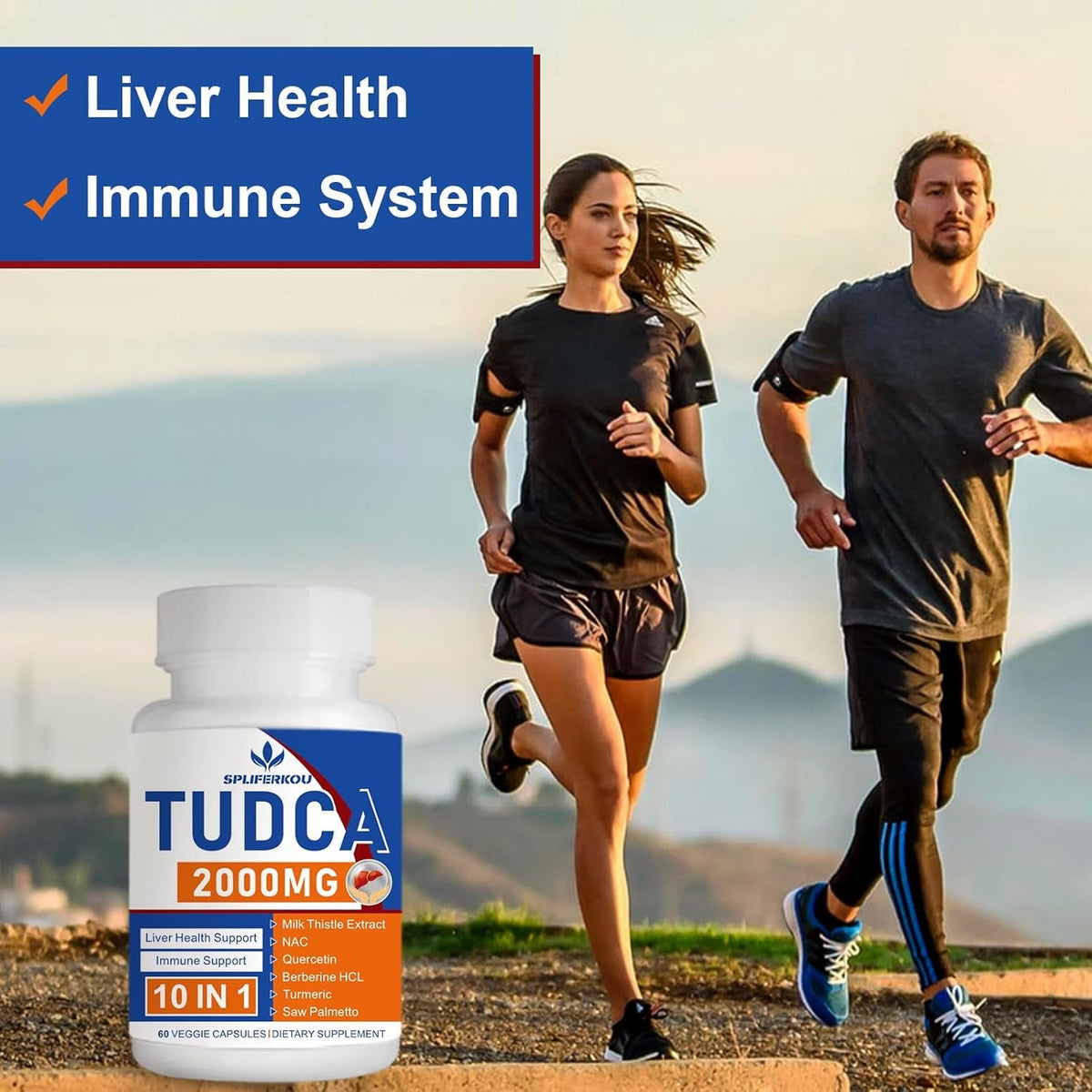 2000Mg Tudca Liver Support Supplement, Tudca Bile Salt with Milk Thistle and Nac,60 Capsules for 30 Days,Support for Liver, Detoxification,Immune System