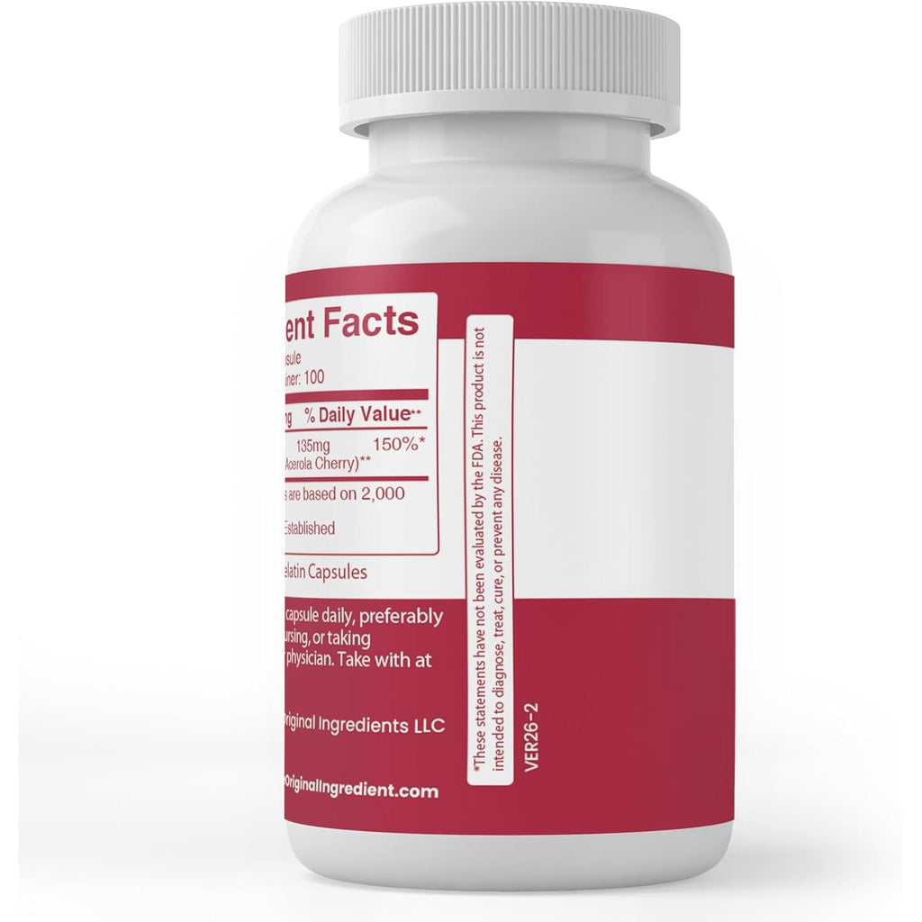 Pure Original Ingredients Acerola Cherry, (100 Capsules) Always Pure, No Additives or Fillers