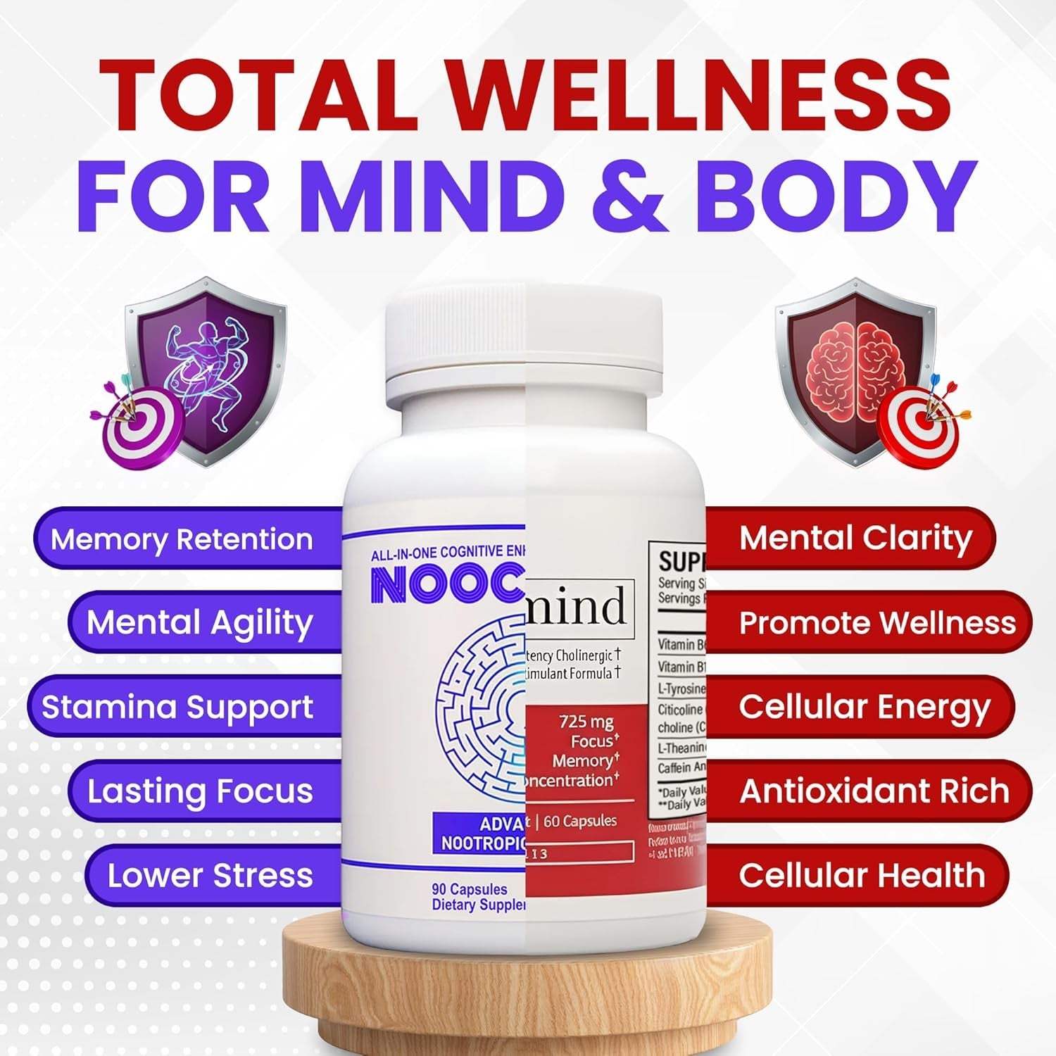 Vyvamind Neurostimulant + Focus Aid & NOOCEPTIN All-In-One Cognitive Enhancer Supplement, Dual Action Brain & Neurotransmitter Support, Our Best Nootropic Formula yet with Caffeine & L-Theanine