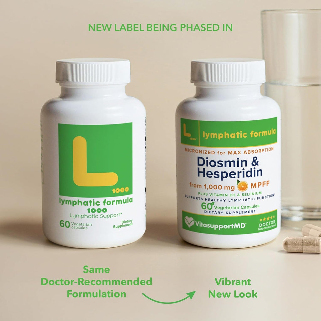 Lymphatic Formula, Diosmin Hesperidin 1000Mg Lymphatic Drainage Supplement, Lymph System Support & Detox, Micronized MPFF Complex Blend with Vitamin D3 & Selenium for Immune Health, 60 Capsules