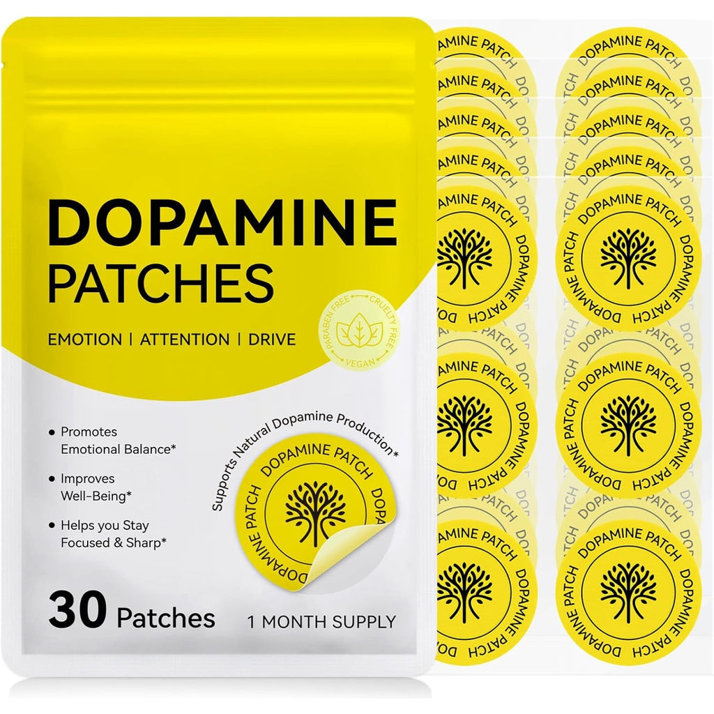 Dopamine Patches, Mood & Positivity Support, Plant-Based Formula, Supports Dopamine & Serotonin Balance, 30 Vegan Patches for Men Women
