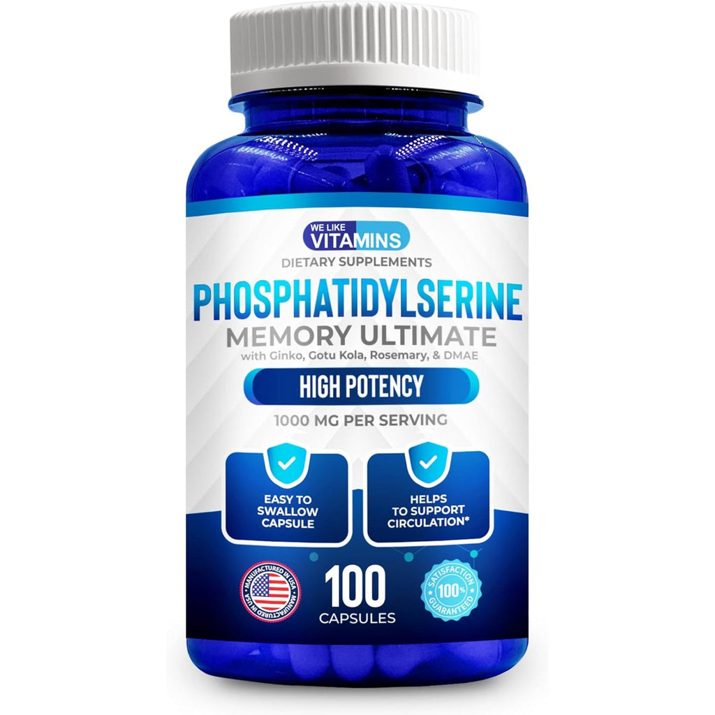 We like Vitamins Phosphatidylserine Supplement with Gingko Biloba, Gotu Kola, DMAE - Improves Focus, Memory, Cognitive Function - Soy-Free 1000Mg Memory Ultimate Complex - 100 Easy-To-Swallow Capsules