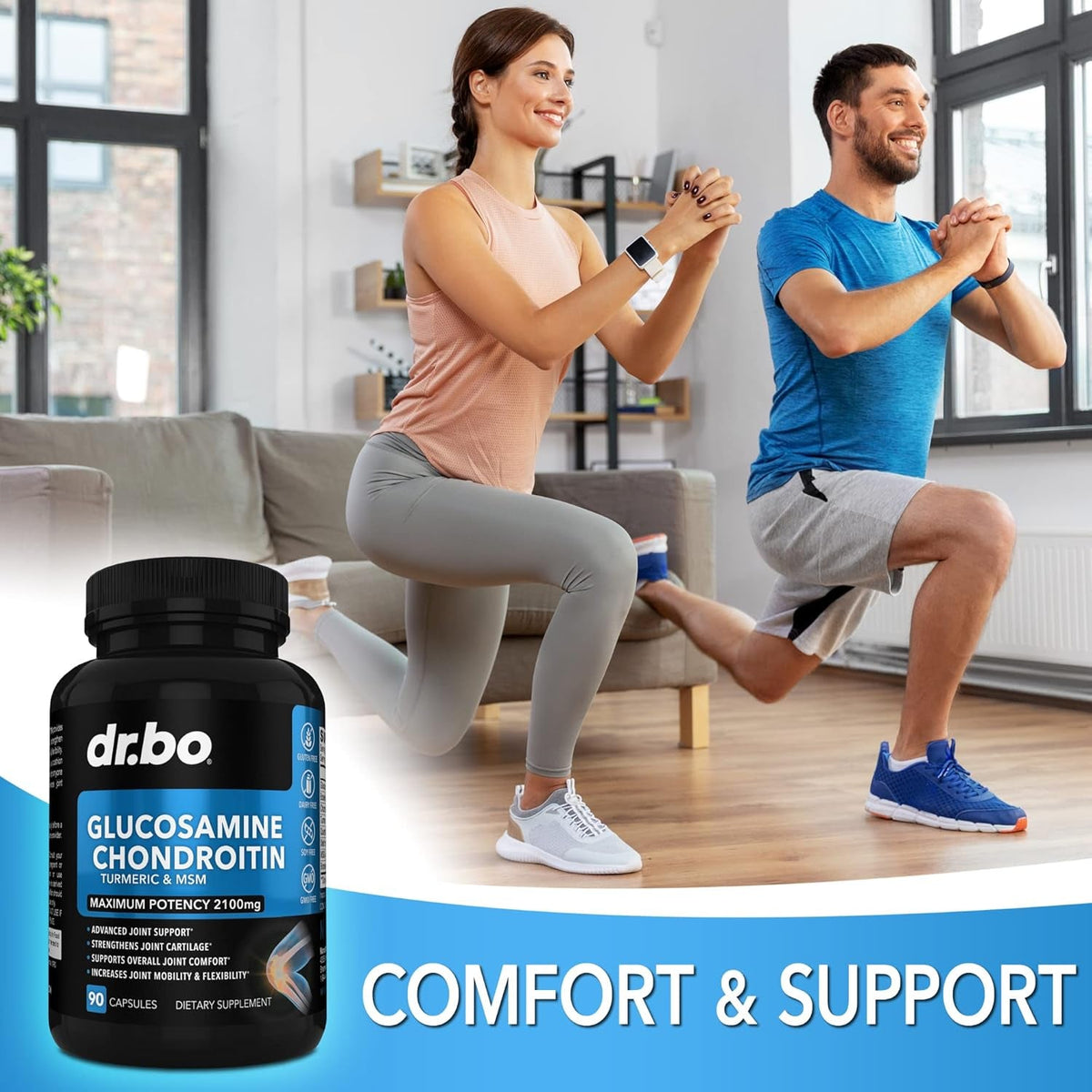 Glucosamine Chondroitin MSM Turmeric - Joints Health Supplement 2100Mg Knee Bone & Joints - Joint Support Supplement Pills Advanced Glucosamine Sulfate Capsules Joint Supplements for Men Women Adults