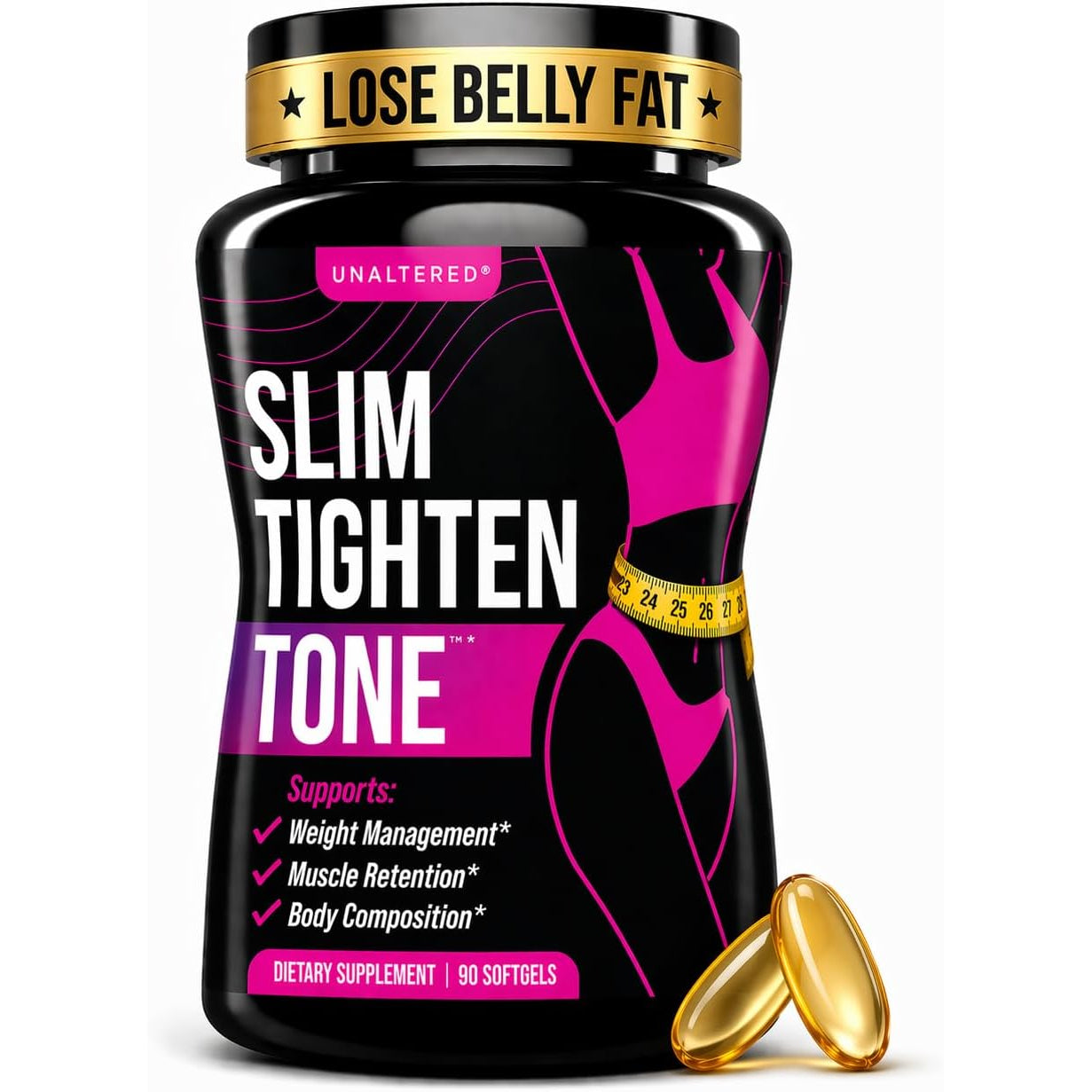 UNALTERED Belly Fat Burner for Women - Slim Waist, Lose Stomach Fat, Reduce Bloating - Natural Weight Loss Pills, Appetite Suppressant, & Metabolism Booster - 90 Capsules