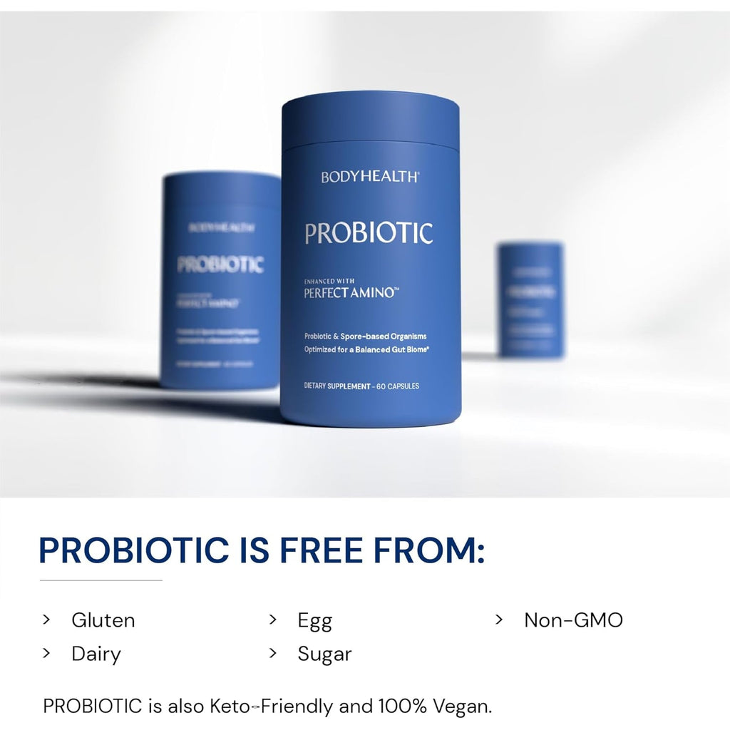 Bodyhealth Probiotic Enhanced with Perfectamino for Women and Men, Spore Based with Bifidobacterium, Lactobacillus Salivarius, Lactobacillus Acidophilus - 60 Capsules