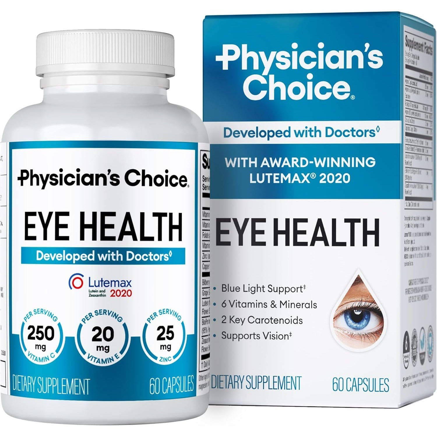 Physician'S Choice Eye Health - Lutein, Zeaxanthin & Bilberry Extract - Supports Eye Strain, Dry Eyes, and Vision Health - 2 Award-Winning Clinically Proven Eye Vitamin Ingredients - Carotenoid Blend