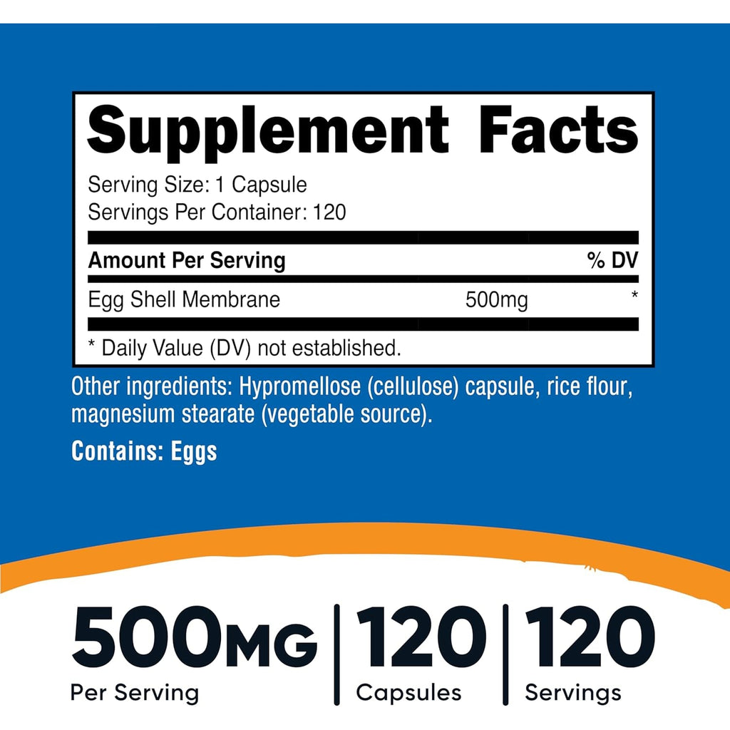 Nutricost Egg Shell Membrane, 500 MG per Serving, 120 Capsules - GMO Free, Gluten Free