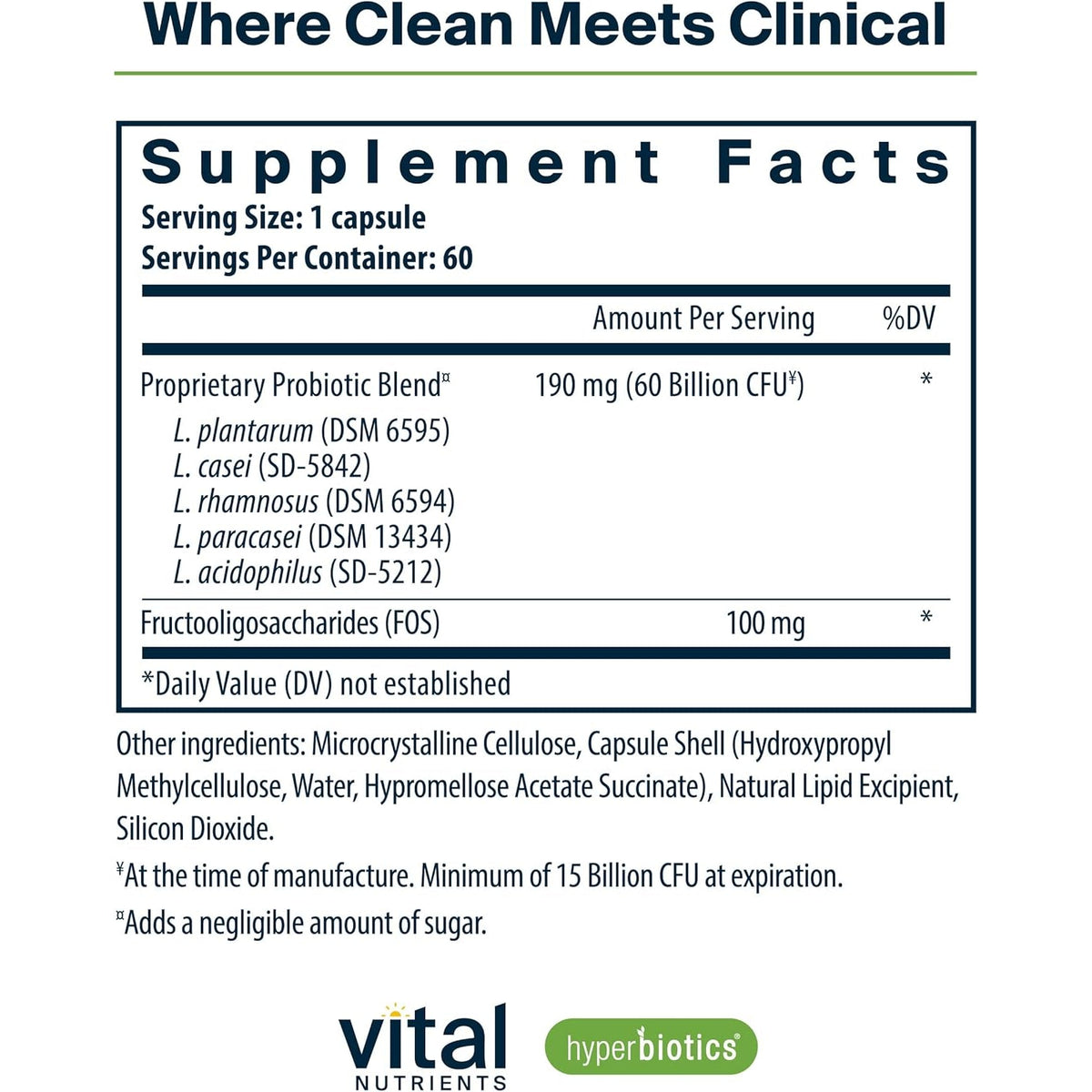 Hyperbiotics Vital Nutrients Prebiotic and Probiotic for Women and Men | 60 Billion CFU | Pre and Probiotics Supports Digestive Health, Constipation, Diarrhea, Gas & Bloating | 60 Vegan Capsules