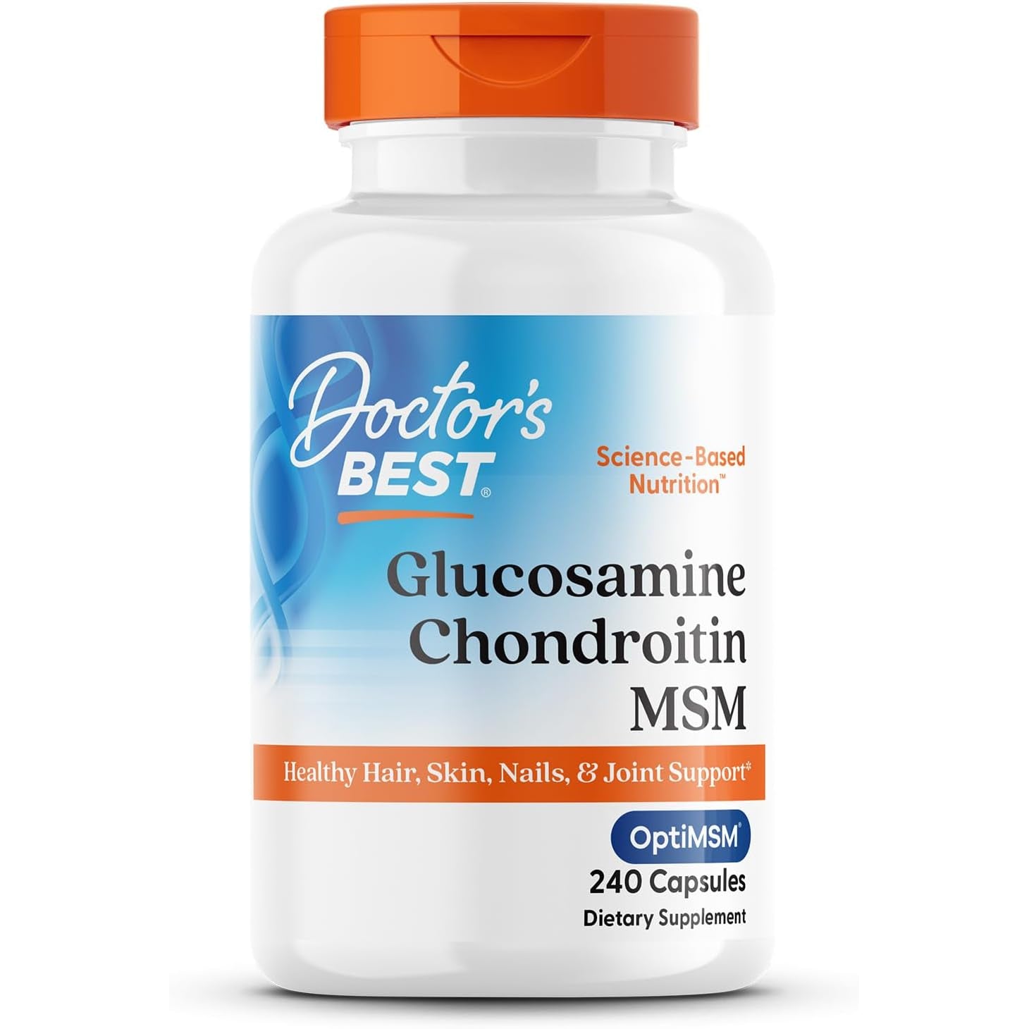 Doctor'S BEST Glucosamine Chondroitin MSM - Joint Health Support Supplement for Women & Men, Nutritional Support for Joint Strength, Hair, Skin, & Nails, Gluten Free, Non GMO - 240 Capsules