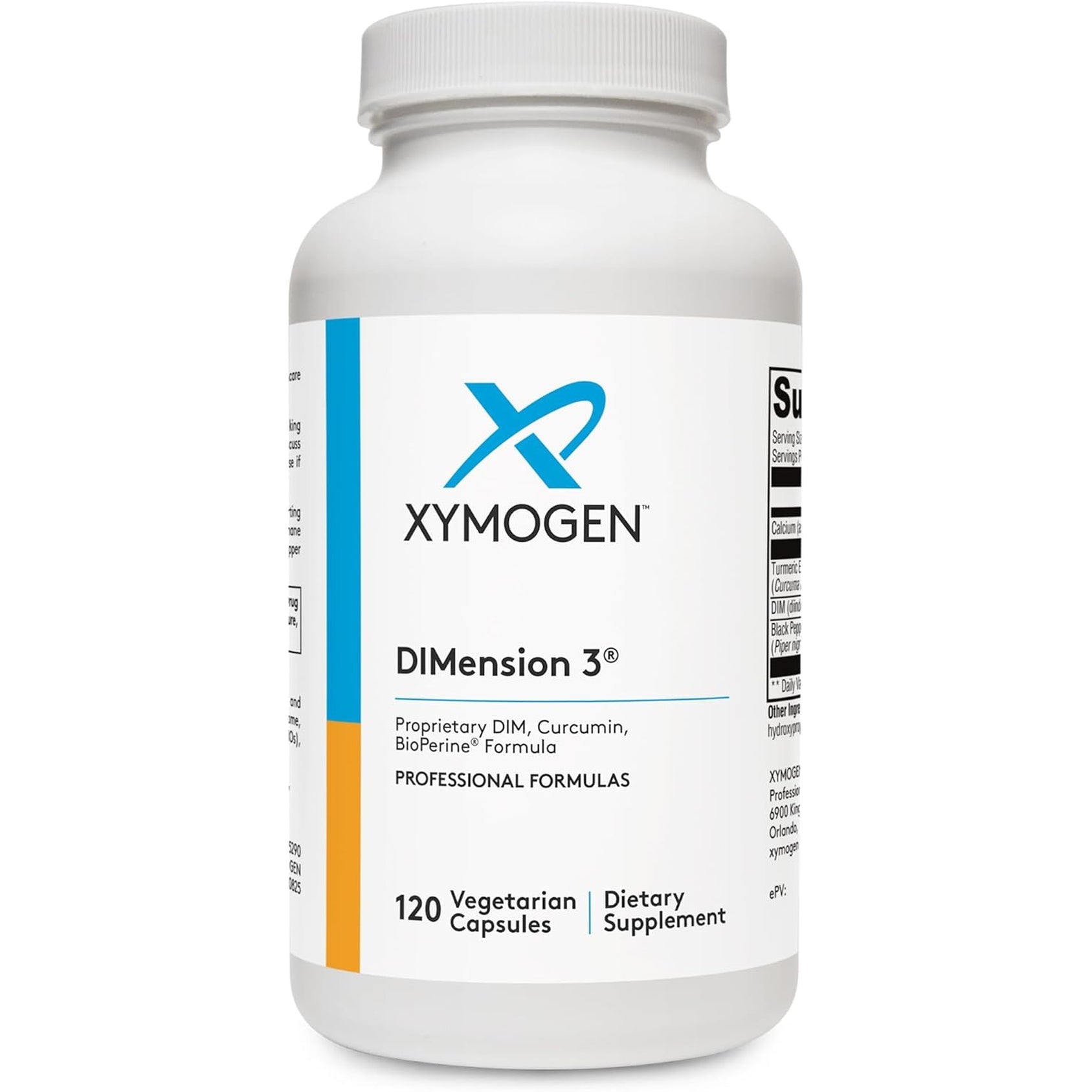 XYMOGEN Dimension 3 - DIM Supplement for Hormonal Balance & Estrogen Metabolism Support* - with Curcumin & Bioperine - Gluten-Free - 120 Capsules