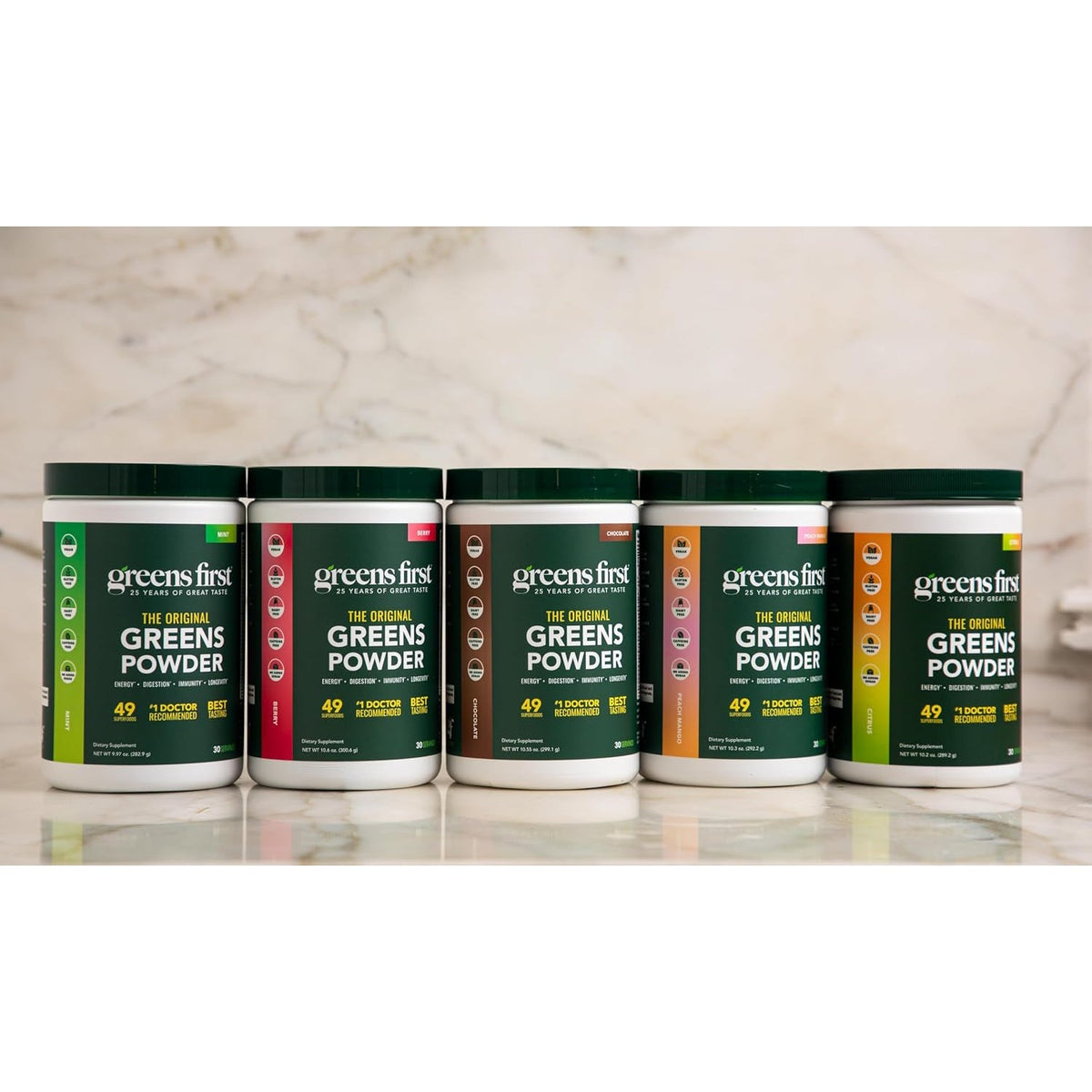 Greens First Original Greens Powder - 49 Superfoods - Organic Fruits & Veggies - Prebiotics, Probiotics & Digestive Enzymes - Antioxidant Smoothie - Dairy Free, Vegan & Non-Gmo (Mint, 30 Servings)
