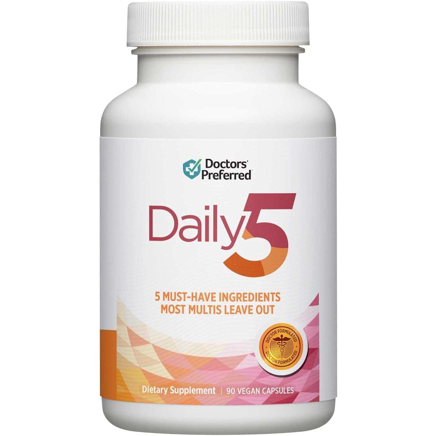 DOCTORS' PREFERRED Daily5 Multivitamin for Women and Men, Clinically Validated Ingredients, Heart, Joints, Circulation, 90 Vegan Capsules