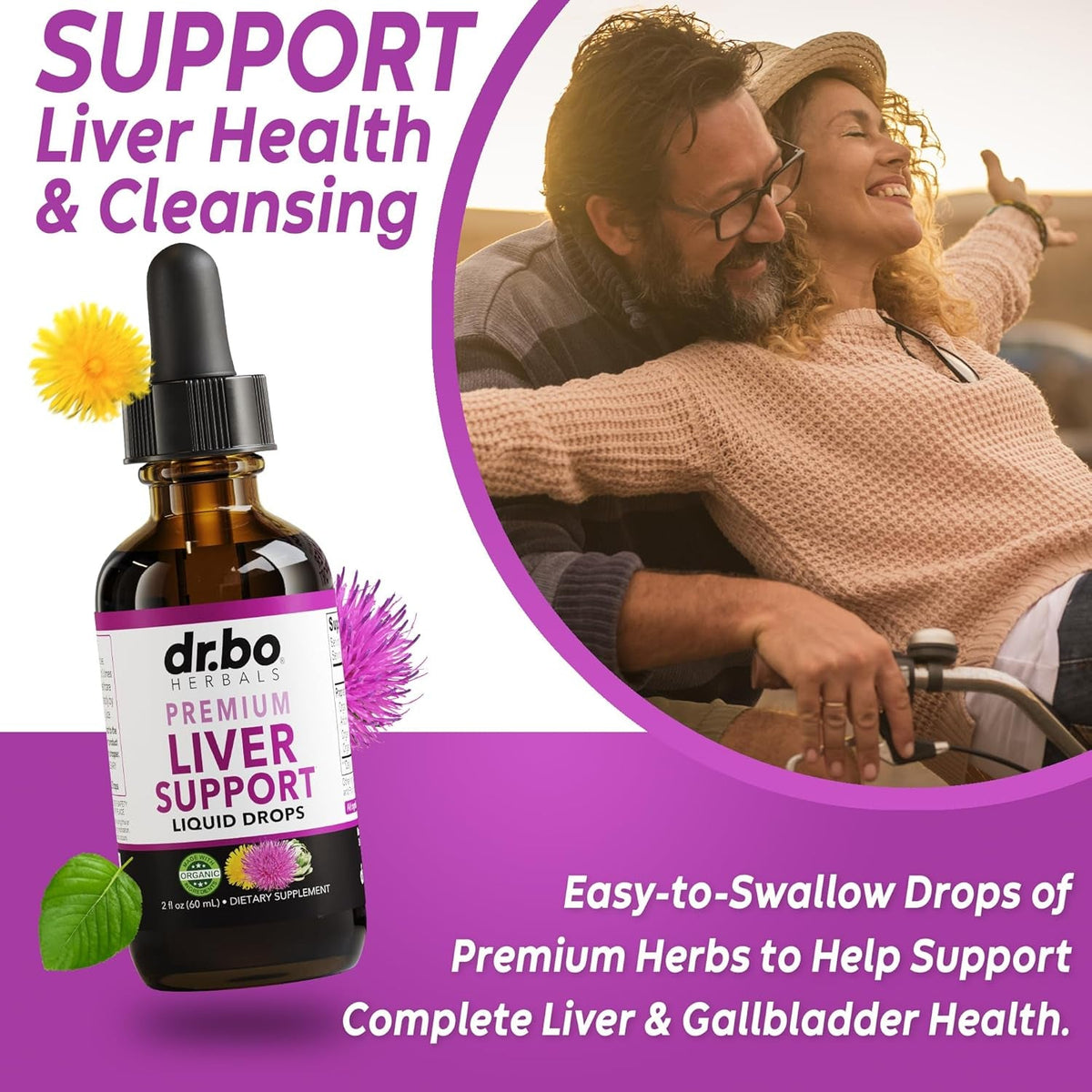 Liver Cleanse Detox & Repair Organic - Natural Liver Support Supplement Liquid Drops, Milk Thistle Dandelion, Chanca Piedra Extract, Artichoke - Gallbladder Health Formula Supplements Liquid Drops 2Oz