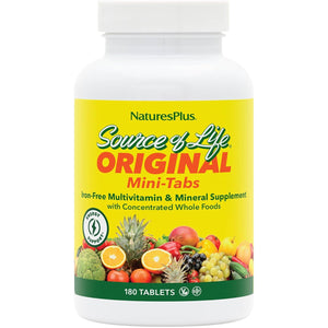 Naturesplus Source of Life No Iron - 180 Mini-Tabs - Multivitamin & Mineral Supplement - Supports Natural Energy & Overall Well-Being - Gluten Free, Vegetarian - 30 Servings