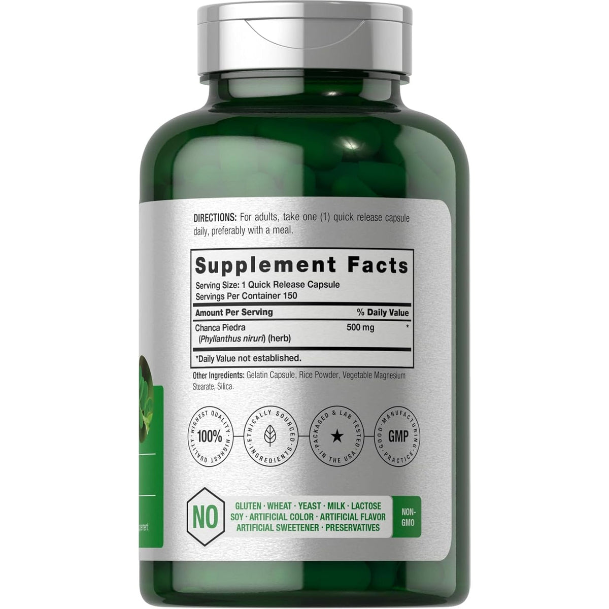 Horbäach Chanca Piedra Capsules | 500Mg | 150 Count | Non-Gmo and Gluten Free Herbal Supplement