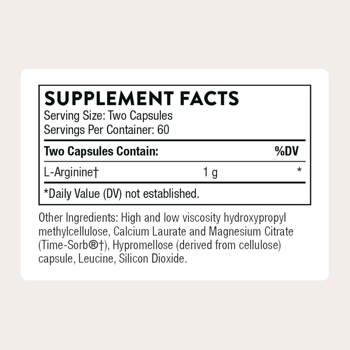 THORNE - L-Arginine - Sustained-Release - Supports Heart Health, Nitric Oxide Production, Exercise Capacity & Optimal Blood Flow* - Third-Party Certified - Gluten, Dairy & Soy-Free - 120 Capsules