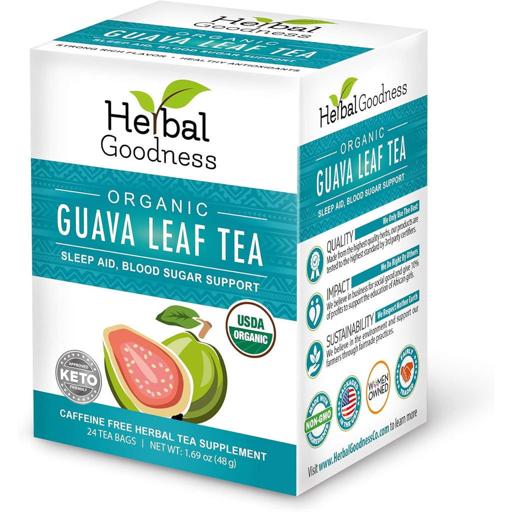 Guava Leaf Tea 24 Tea Bags - 100% Organic Natural Guava Leaves Tea - Hojas De Guayaba Organica for Immune Support, Digestion & Relaxation | Herbal Goodness