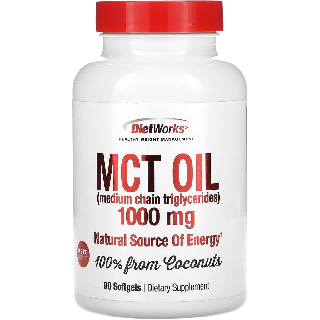 Dietworks Mct Oil Softgels, Supports Fat Burning, Boost Metabolism, Natural Source of Energy, Promotes Weight Loss, Keto and Paleo Friendly, 90 Count