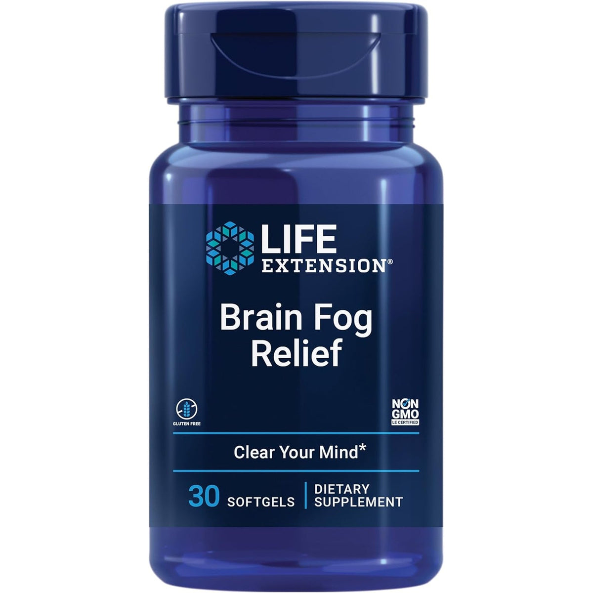 Life Extension Brain Fog Relief, Mango Leaf Extract, Standardized Peppermint Oil, Nootropic Brain Supplement for Clarity and Focus, Fast-Acting, Caffeine-Free, Gluten Free, Non-Gmo, 30 Softgels