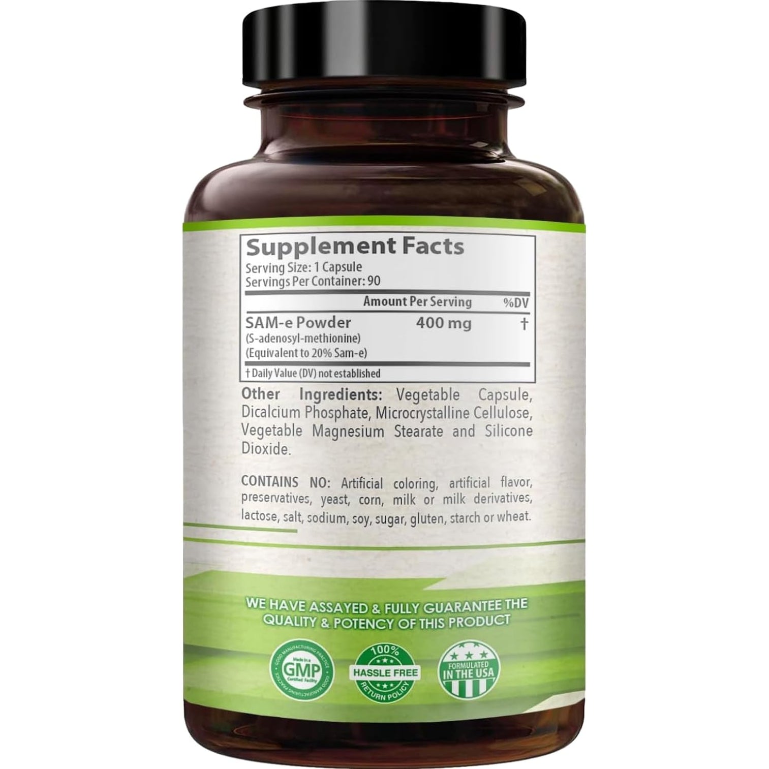 Sam-E 400Mg Capsules - Easy Absorption SAM E Supplement 400Mg from S-Adenosyl-Methionine for Brain Liver and Mood Support - Non-Gmo Gluten Free & Made in Cgmp Facility (90 Servings)