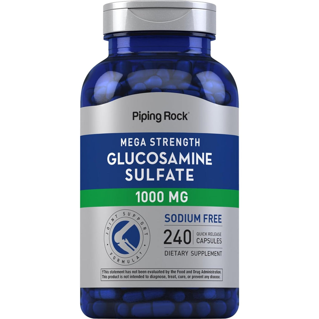 Piping Rock Glucosamine Sulfate 1000Mg | 240 Capsules | Mega Strength | Joint Support | Sodium Free | Non-Gmo & Gluten Free Supplement