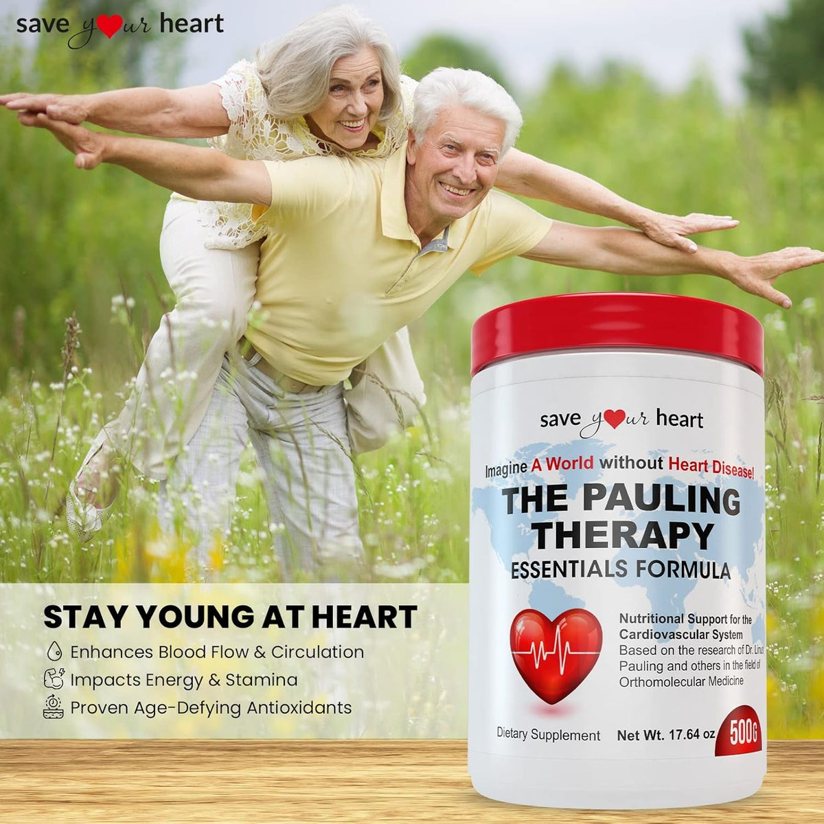 Cardio Heart Health Powder Supplement - the Pauling Therapy Essentials Formula (PTEF) Healthy Vitamin C, B-12, L-Lysine, L-Arginine, Magnesium, Zinc + Vitamins, Minerals & Antioxidants