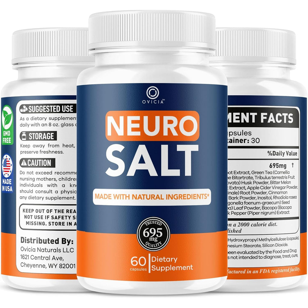Neuro Salt Capsules - Official Neurosalt Pills Advanced Premium Formula Support Maximum Strength, All Natural Ingredients Vitamins for Overall Health & Wellness, 60 Capsules for 1 Month