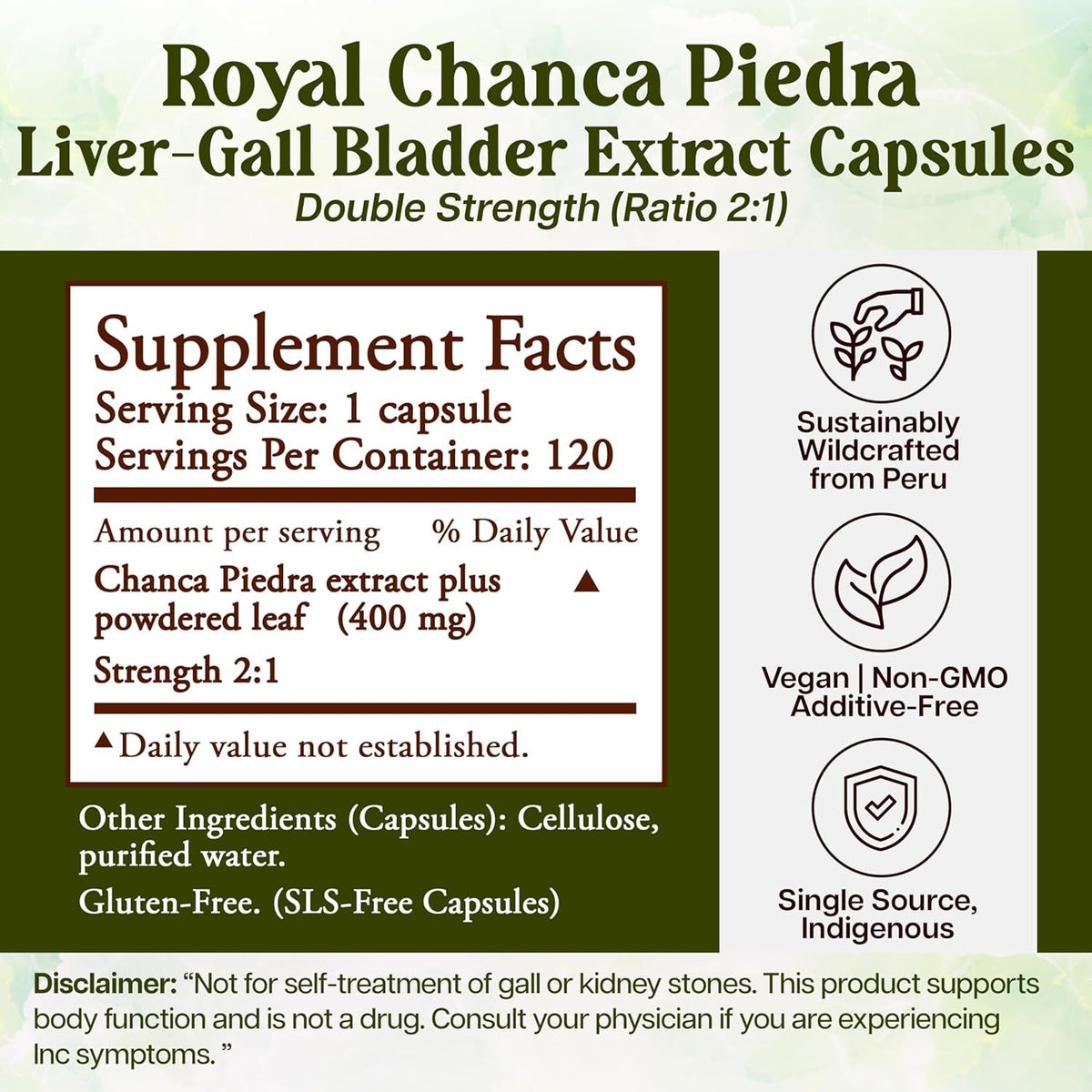 Whole World Botanicals Royal Chanca Piedra Herbal Supplement – Traditional Amazon Herb (120 Vegan Capsules, Liver Vegan Capsules)