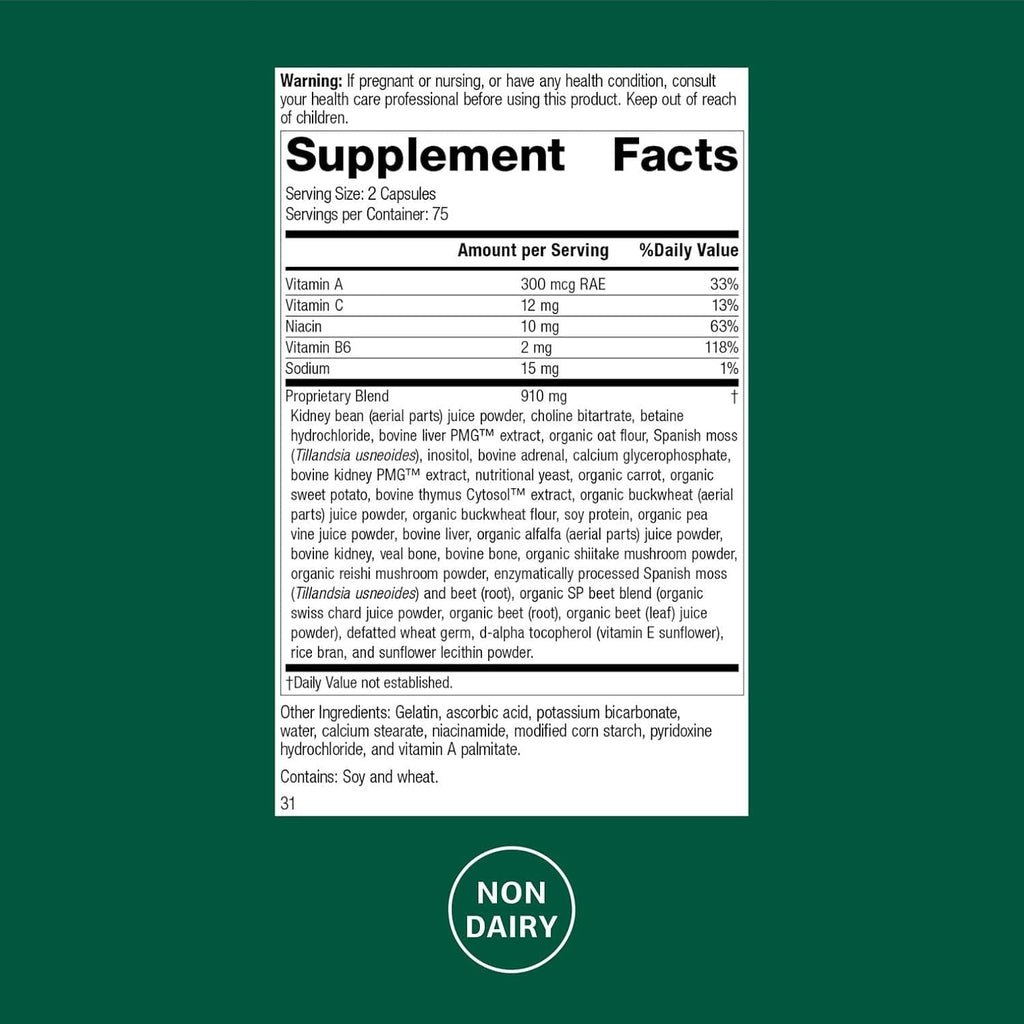 Standard Process Albaplex Liver & Immune Health Dietary Supplement - Non-Dairy - Kidney & Liver Health Support - Contains Vitamins A,B6, & C - 150 Capsules
