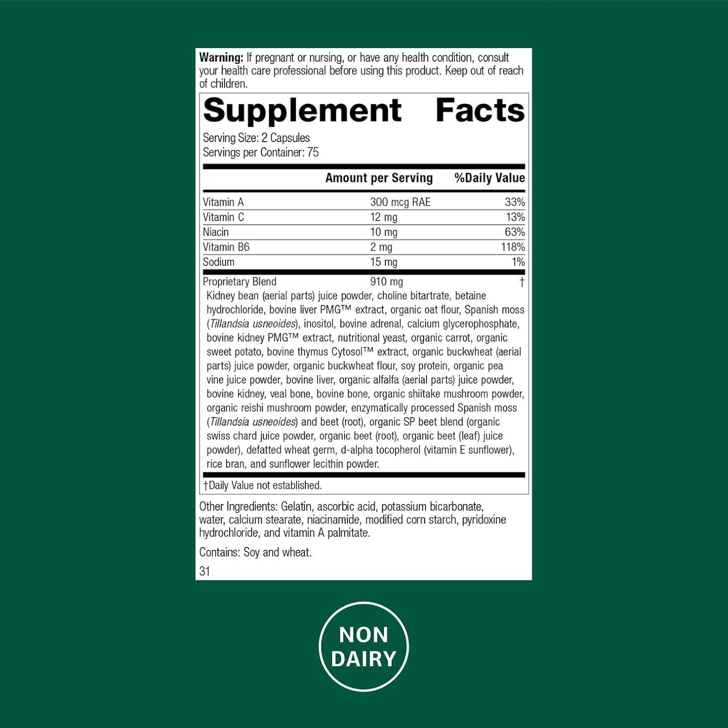 Standard Process Albaplex Liver & Immune Health Dietary Supplement - Non-Dairy - Kidney & Liver Health Support - Contains Vitamins A,B6, & C - 150 Capsules