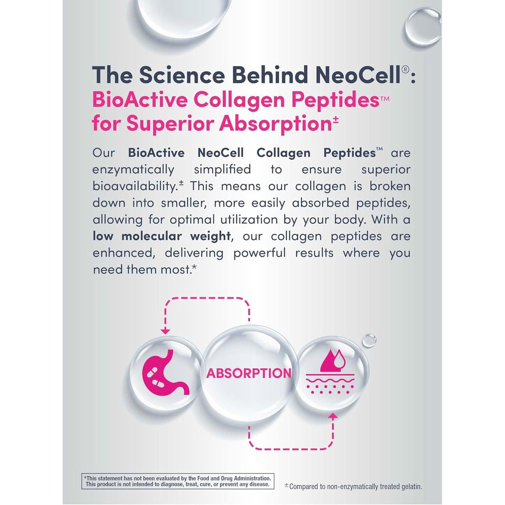 Neocell Collagen Peptides Powder | 6.9 Oz | Unflavored Supplement | with Vitamin C and Hyaluronic Acid | Advanced Formula | Hair, Skin, & Nails | for Women and Men