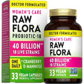 Raw Flora Women'S Probiotics | Dr. Formulated 40 Billion CFU + Prebiotics | Digestive, Vaginal & Urinary Support | 33 Vegan Capsules with Cranberry & D-Mannose | Shelf Stable