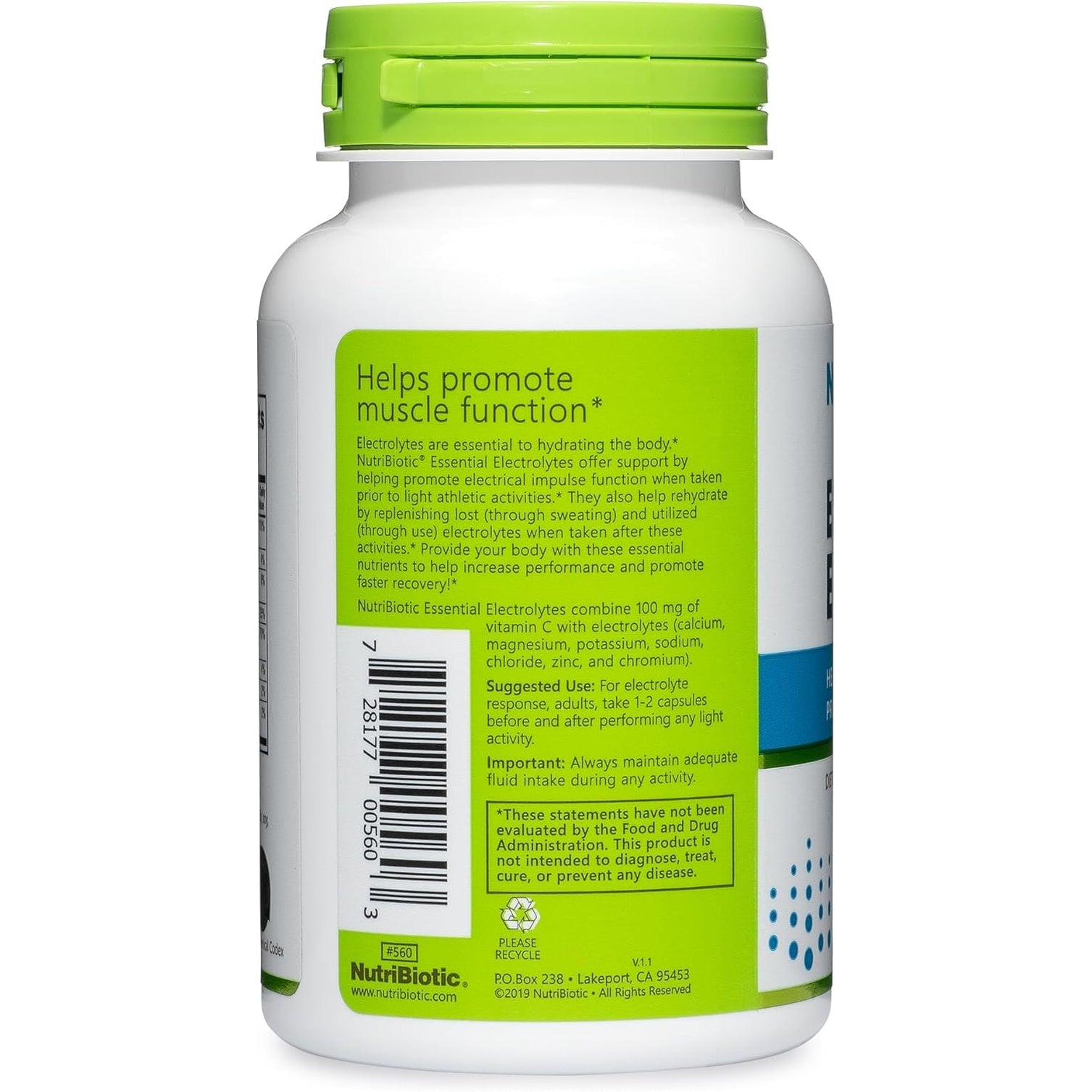 Nutribiotic Essential Electrolytes, 100 Ct Capsules | Supports Increased Performance & Faster Recovery | Pharmaceutical Grade Vitamin C with Electrolytes for Rehydration | Vegan, Gluten-Free & Non-Gmo