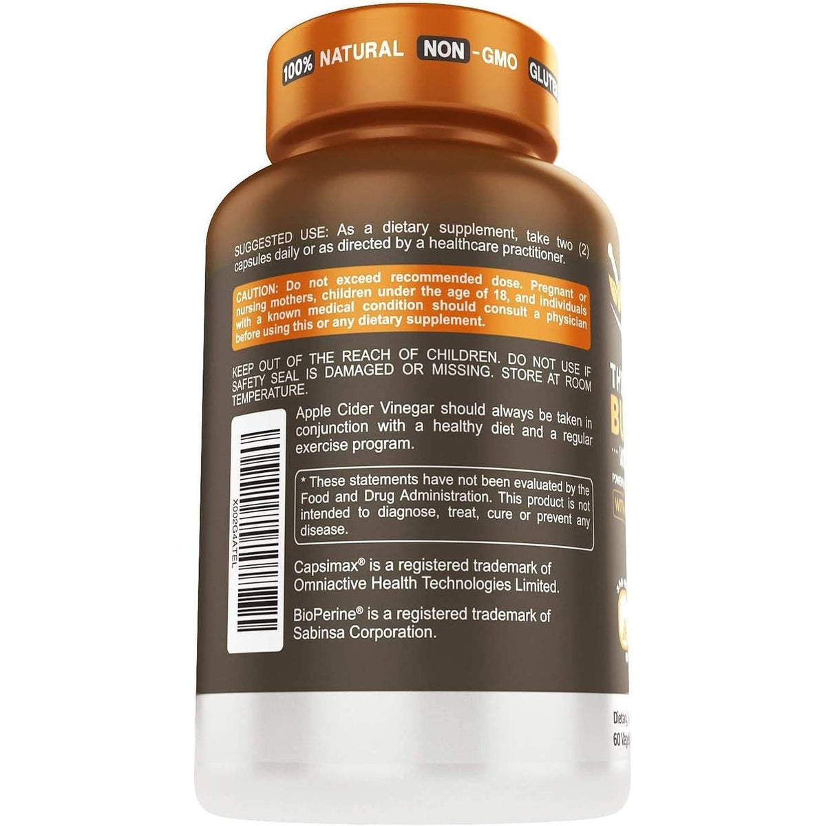 Herbtonics Thermogenic Burner + Apple Cider Vinegar – Weight Management Supplement for Women & Men, Supports Appetite Management, Metabolism & Energy, 60 Vegetarian Capsules