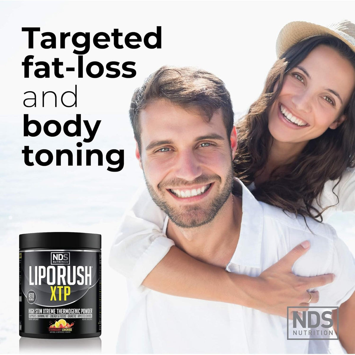 LIPORUSH NDS Nutrition XTP Thermogenic Fat Burner with L-Carnitine - Energy, Focus, and Appetite Control - Extreme Thermogenic Fat Burning Powder Weight Loss - Strawberry Lemonade (45 Servings)