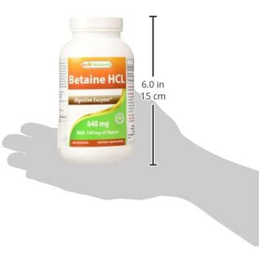 Best Naturals Betaine HCL 648 Mg 250 Capsules