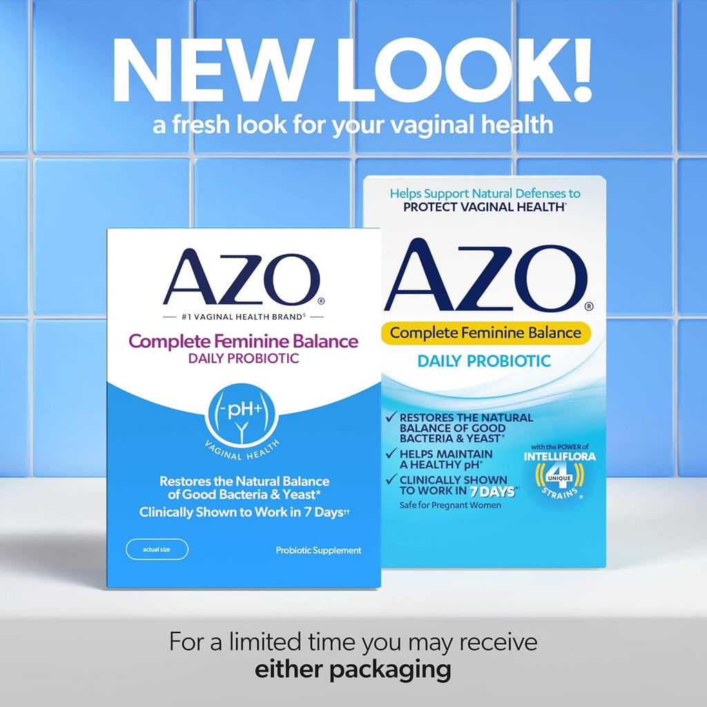 AZO Complete Feminine Balance Daily Vaginal Probiotics for Women, Clinically Proven to Help Protect Vaginal Health, Helps Balance Ph and Yeast, 30 Count