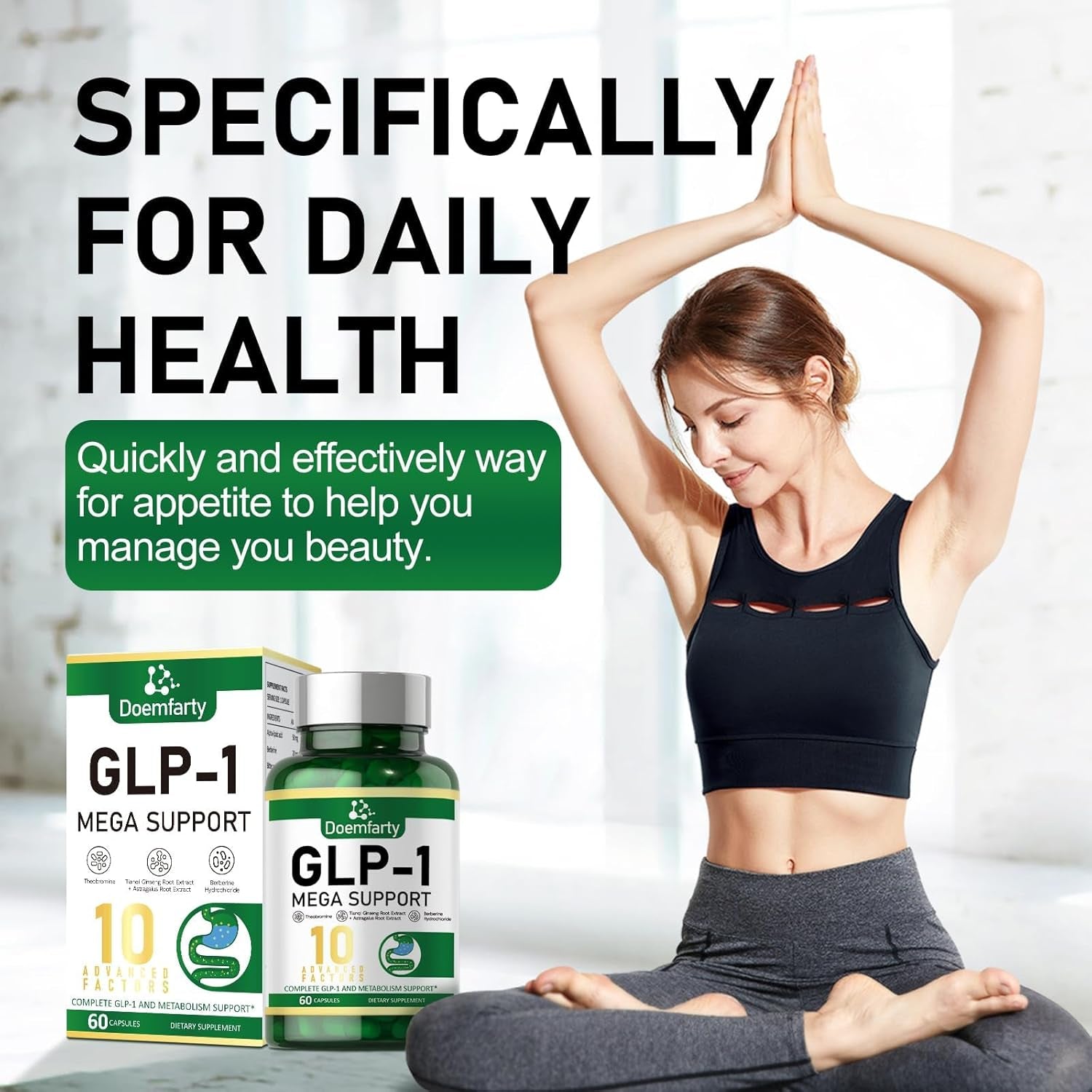 GLP-1 Supplement, GLP-1 Support Capsules with Berberine, Naturally GLP1 Production, GLP-1 Probiotic Capsules for Women & Men, 60 Count