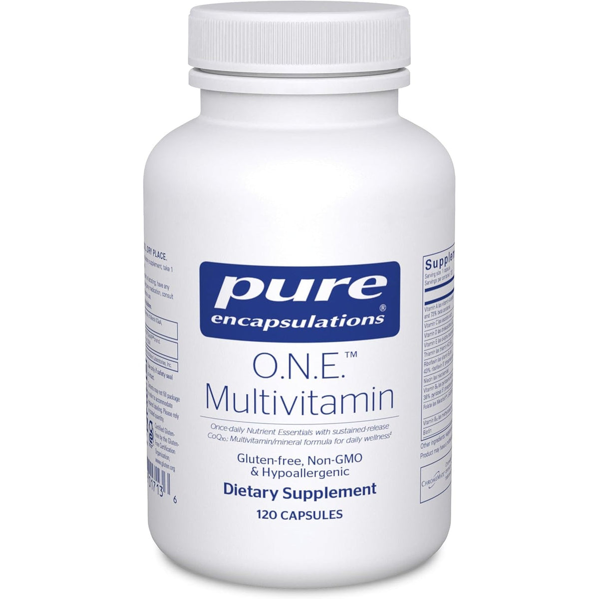 Pure Encapsulations O.N.E. Multivitamin - Once Daily Multivitamin with Antioxidant Complex Metafolin, Coq10, and Lutein to Support Vision, Cognitive Function, and Cellular Health* - 120 Capsules