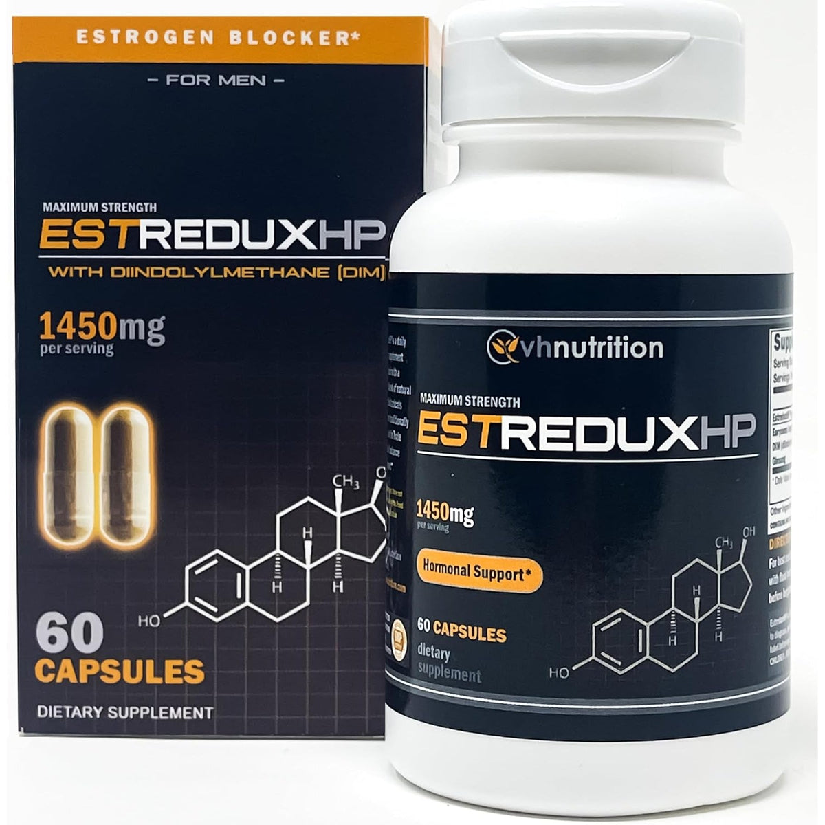 VH Nutrition ESTREDUX HP - with DIM | Estrogen Blocker for Men* | 1450Mg of Maximum Strength Hormone Support, Tongkat Ali, Ashwagandha | 60 Capsules