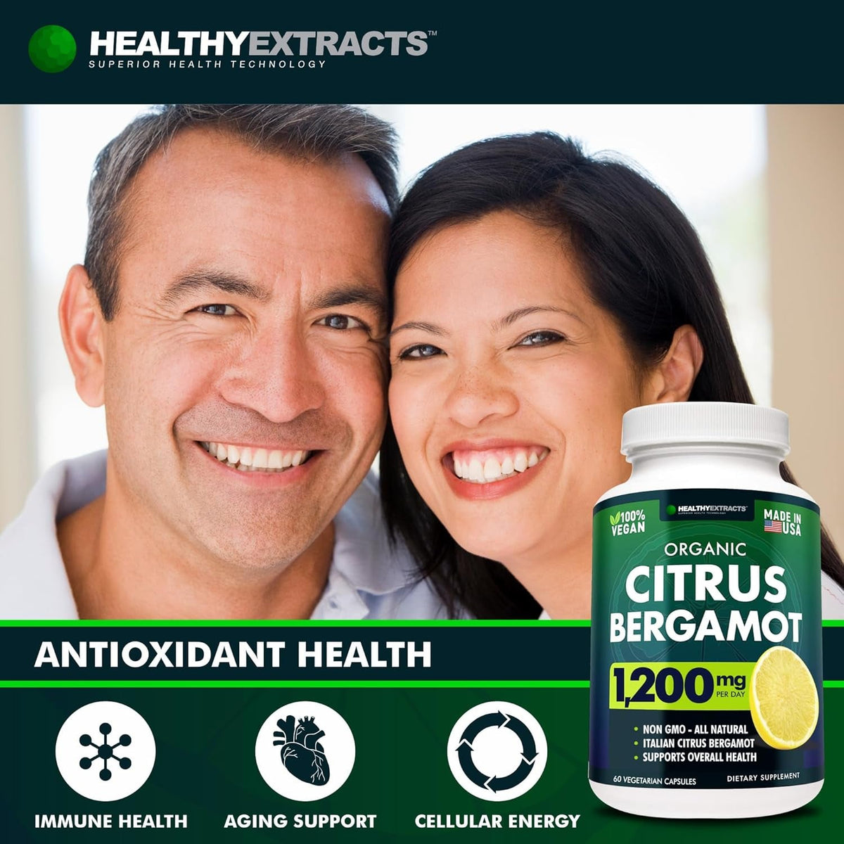 Citrus Bergamot Supplement – 150:1 Extract, 1200Mg per Serving, 70% Polyphenols, Italian Sourced, 60 Count, 1 Month Supply, Made in the USA